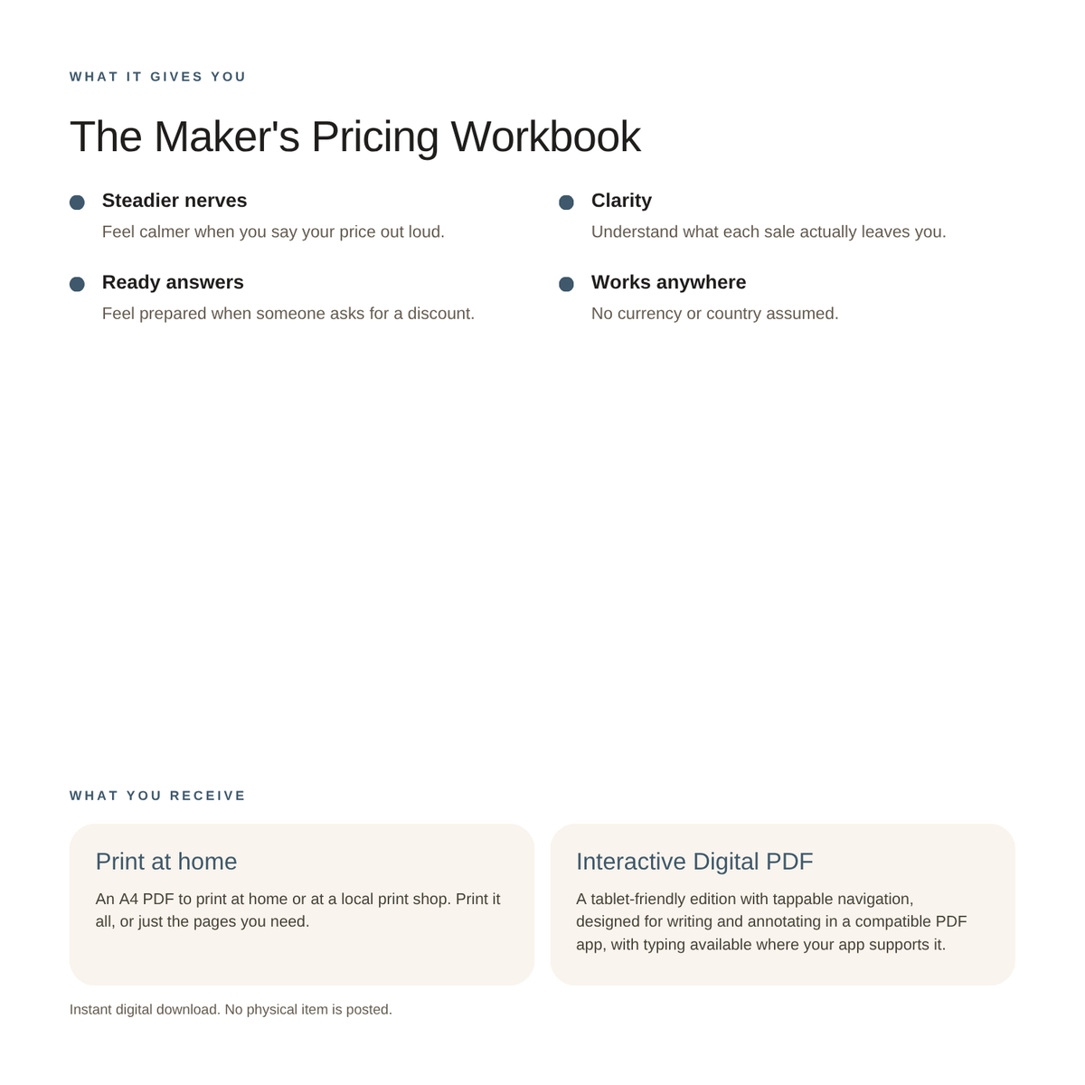 The Maker’s Pricing Workbook