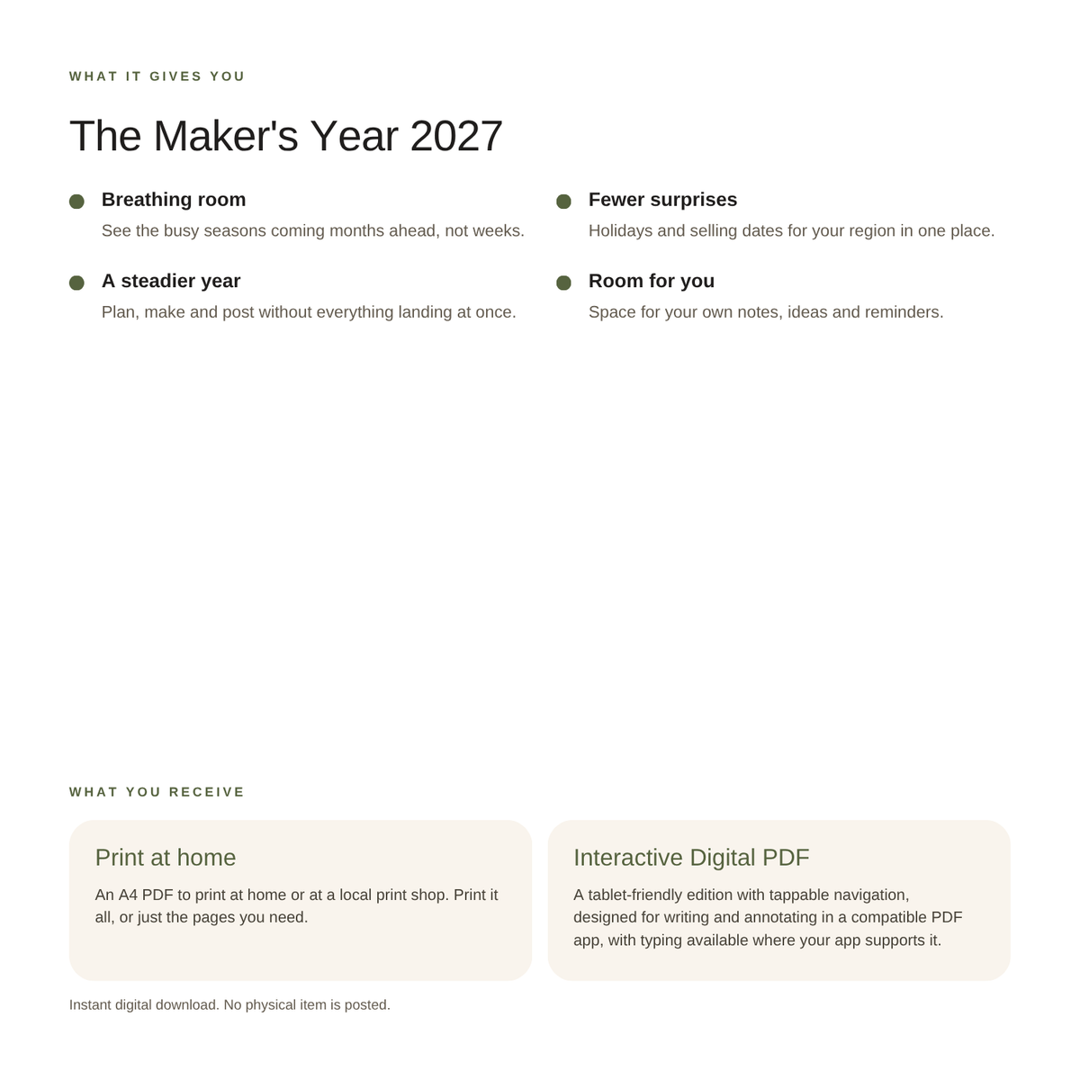 The Maker’s Year 2027 Craft Business Planner